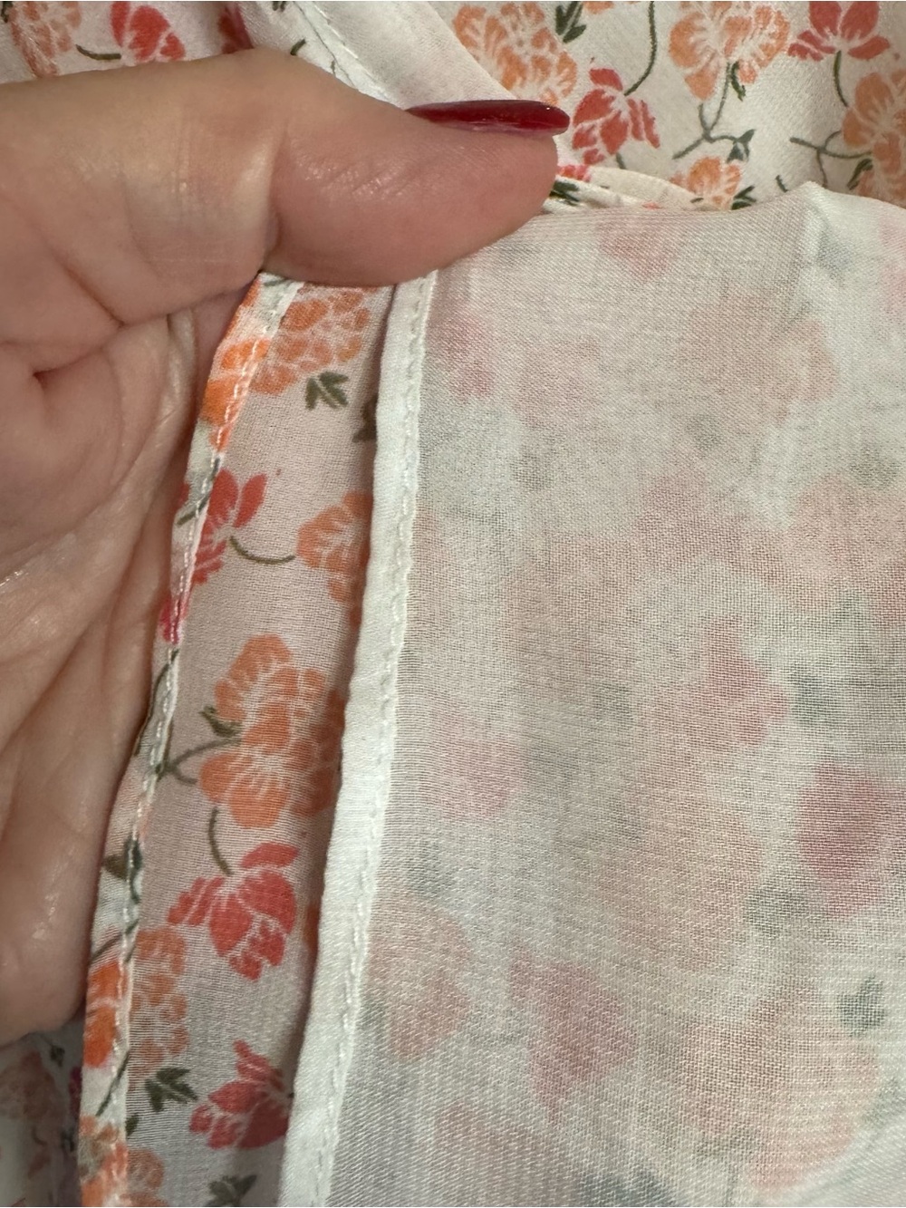 Max Studio Peach Floral Ruffle V-Neck Sleeveless Top  LARGE   #2 - Picture 4 of 8